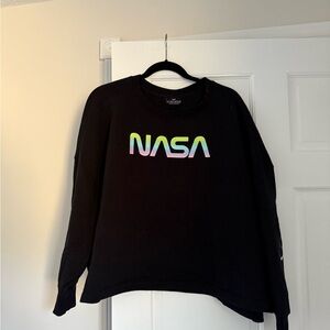 NASA Black Crop Sweatshirt